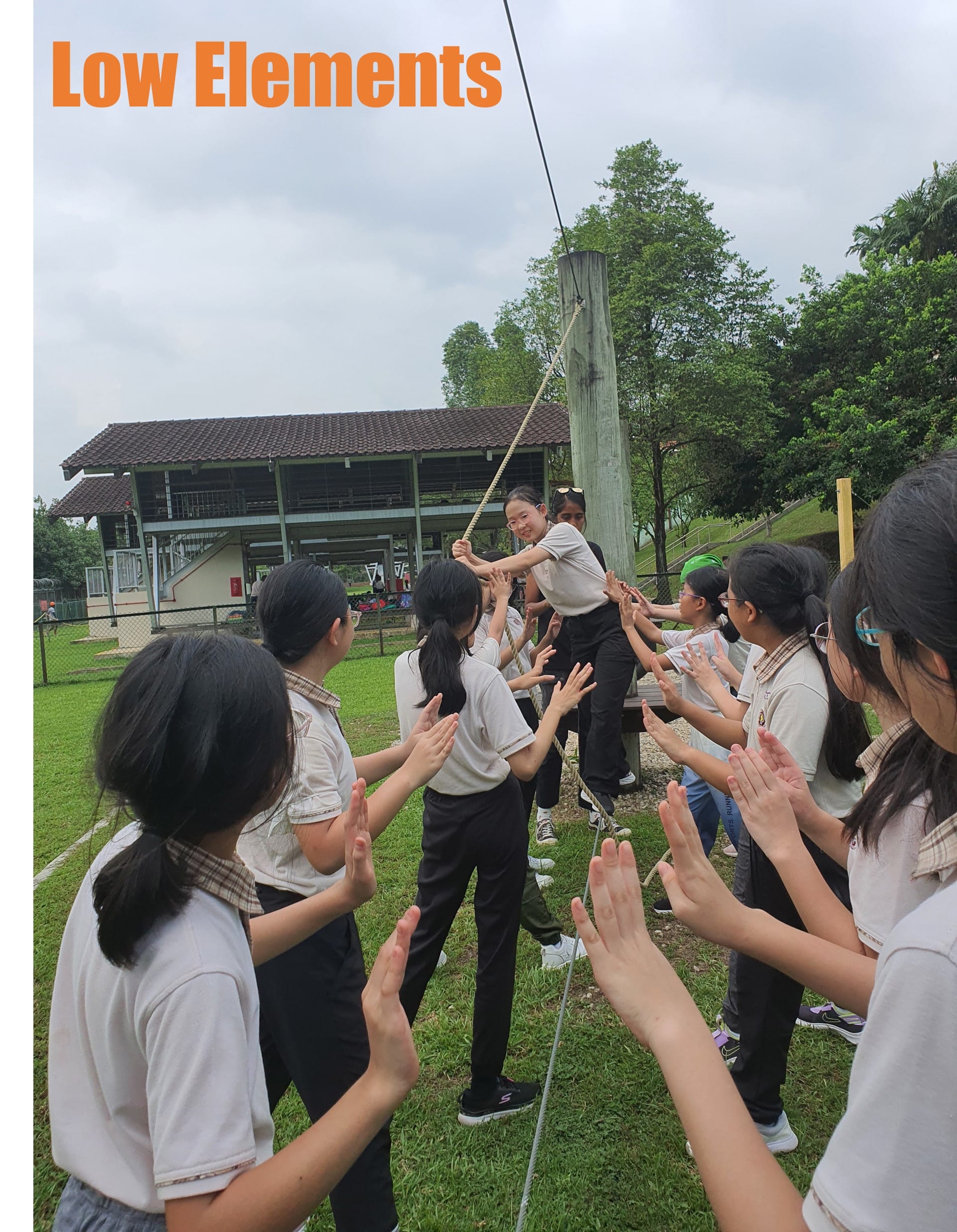 Balancing on a rope during low elements